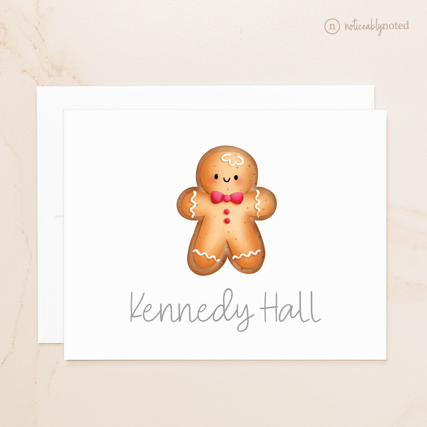 Gingerbread Cookie Personalized Folded Note Cards