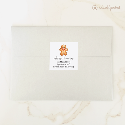 Gingerbread Cookie Square Address Labels