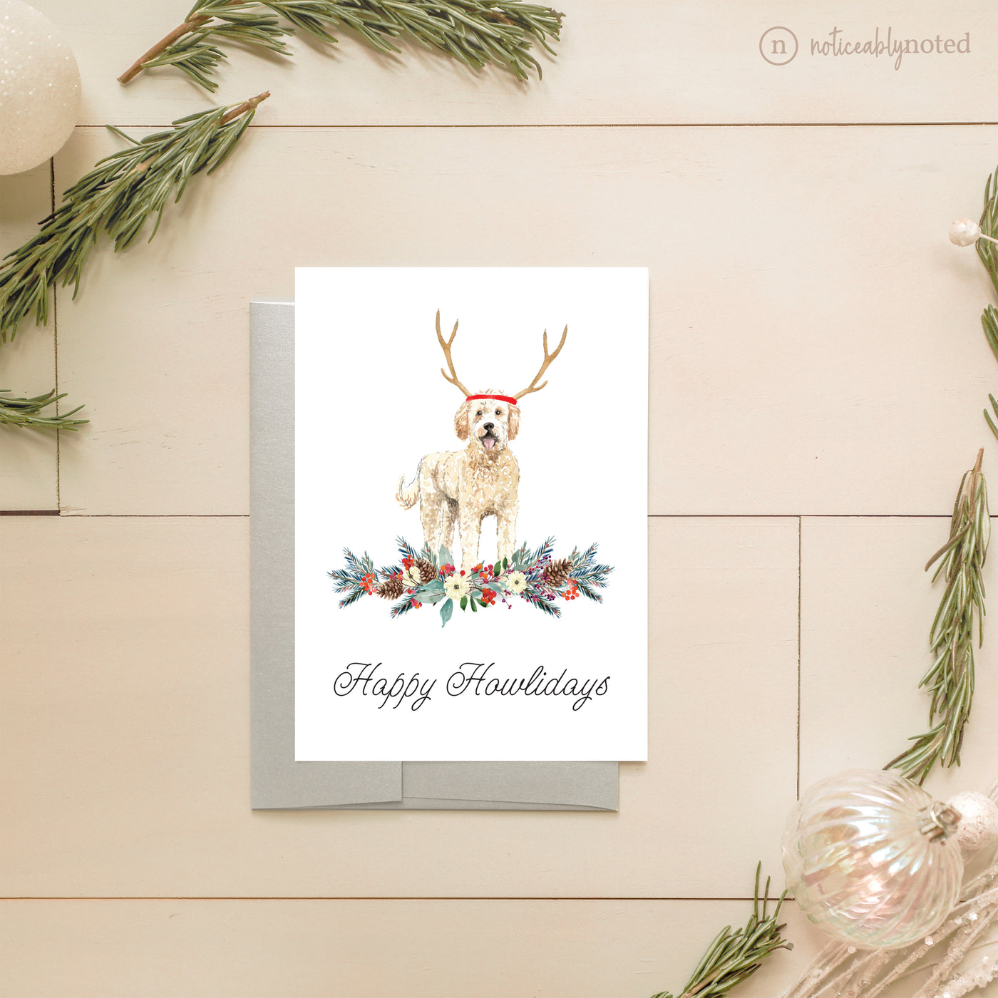 Golden Doodle Dog Holiday Card | Noticeably Noted