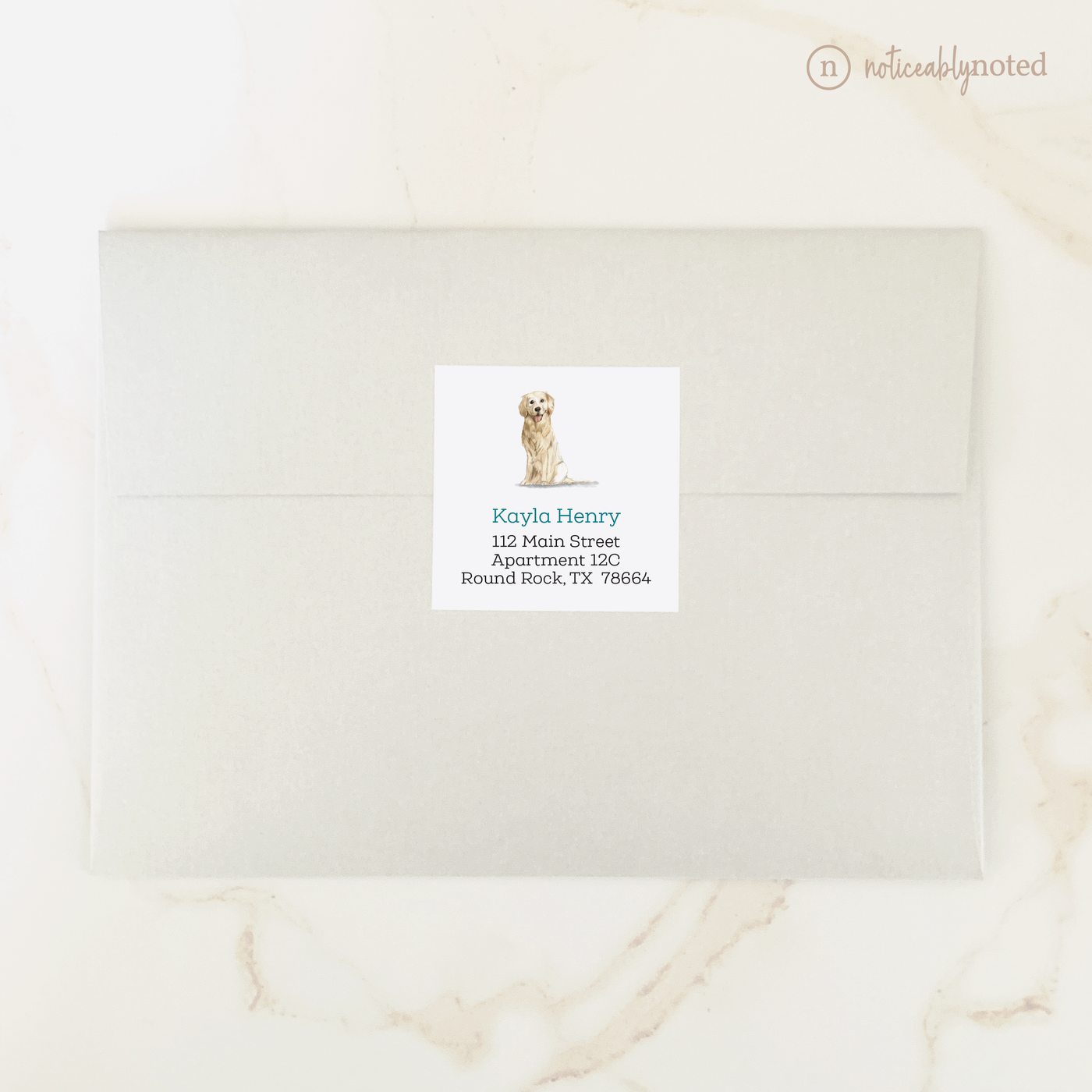 Golden Retriever Dog Square Address Labels
