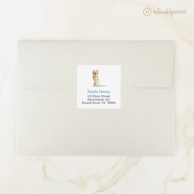 Golden Retriever Dog Square Address Labels