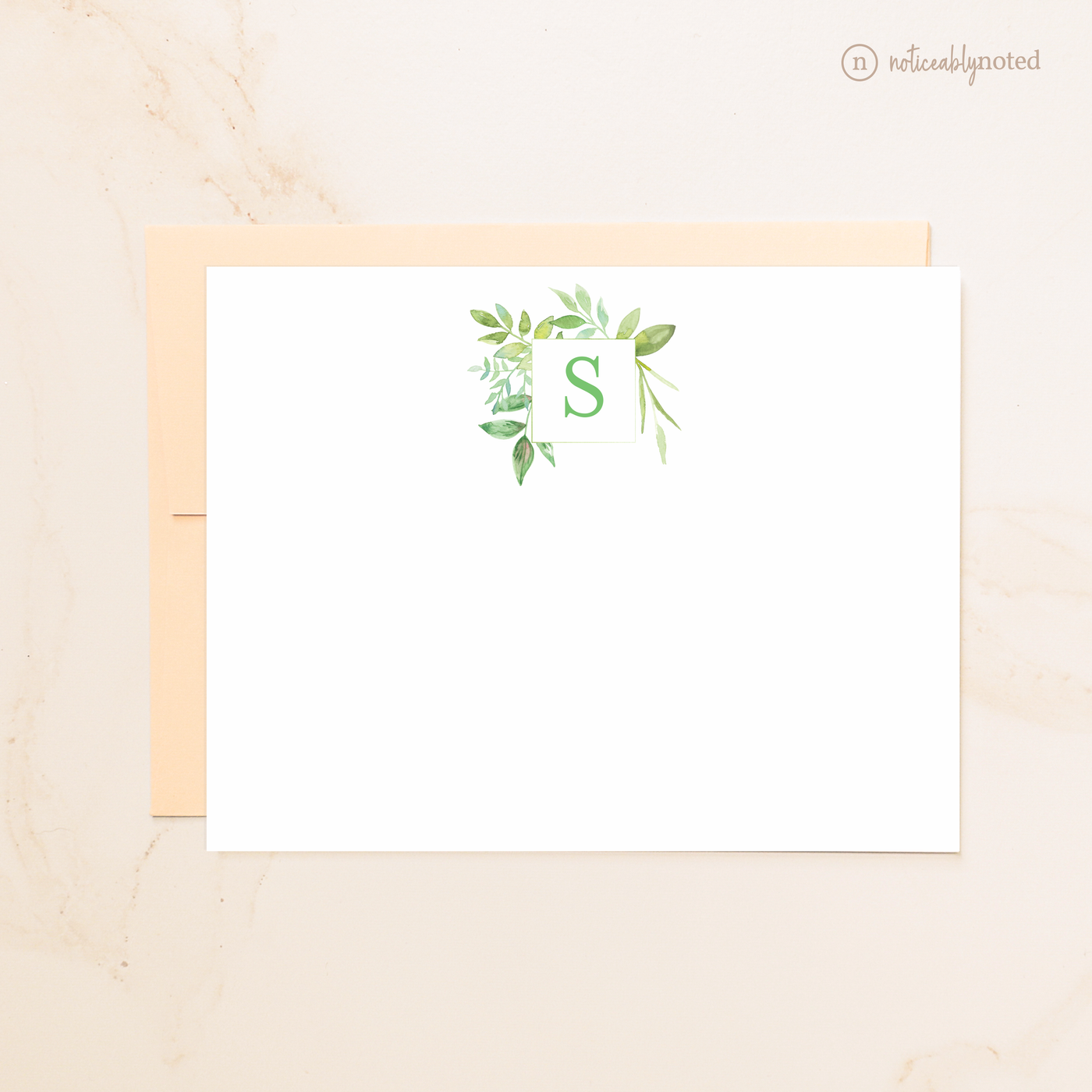 Monogrammed Plant Flat Cards | Noticeably Noted