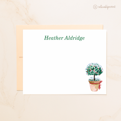 Holly Topiary Personalized Flat Cards