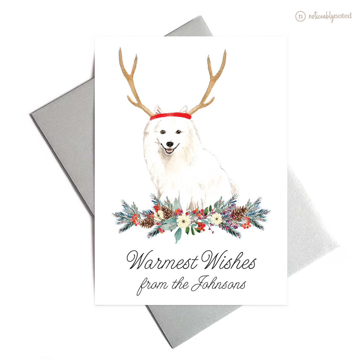 Japanese Spitz Dog Holiday Greeting Cards | Noticeably Noted