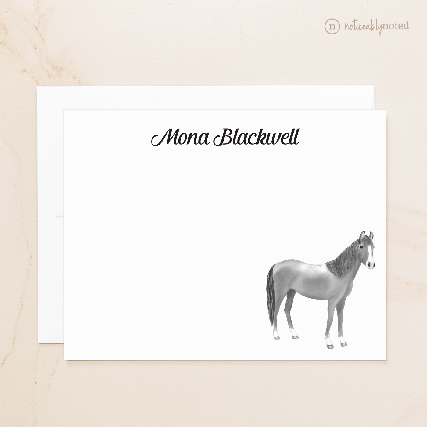 Light Gray Horse Flat Cards (#1)