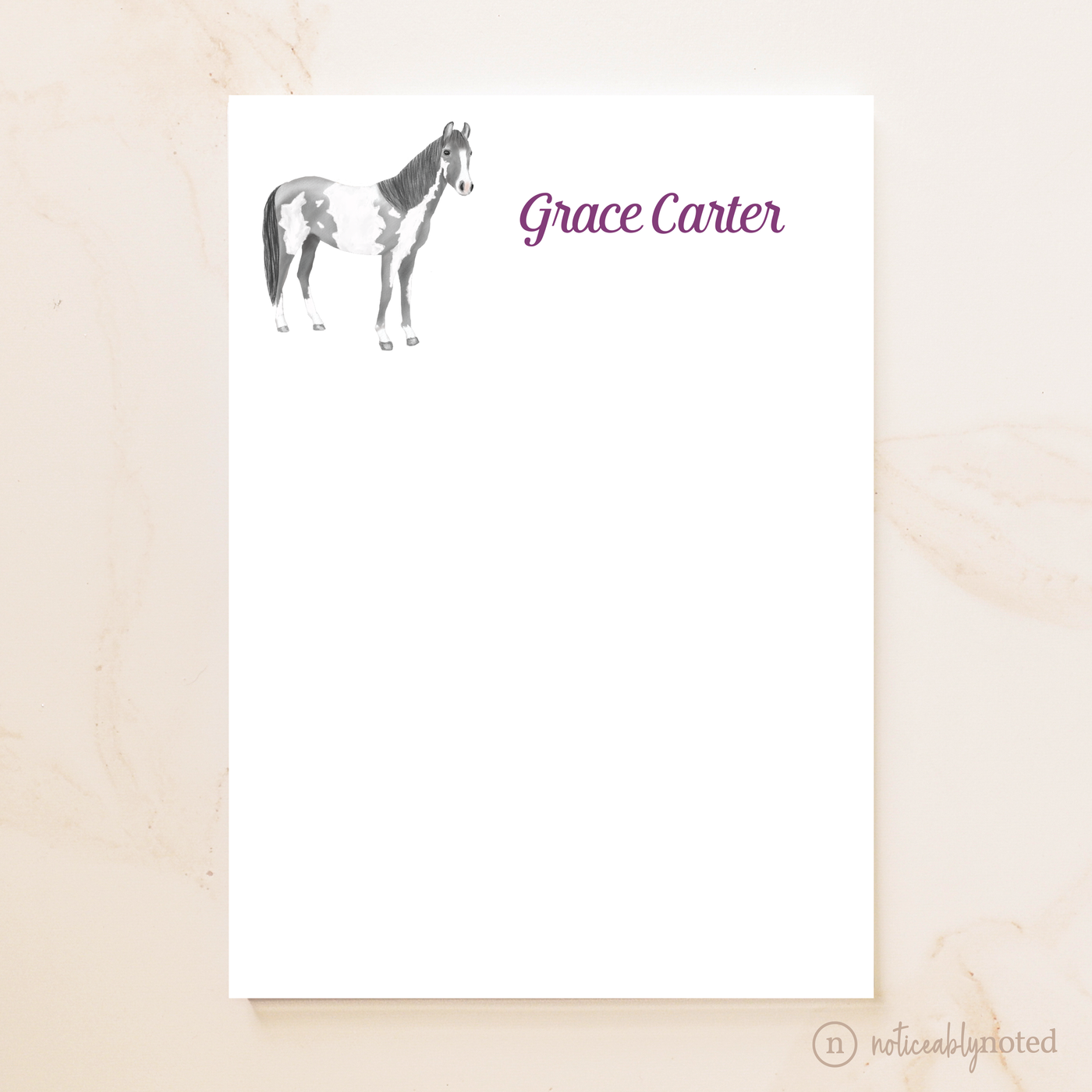 Light Gray Overo Horse Notepad (#2)
