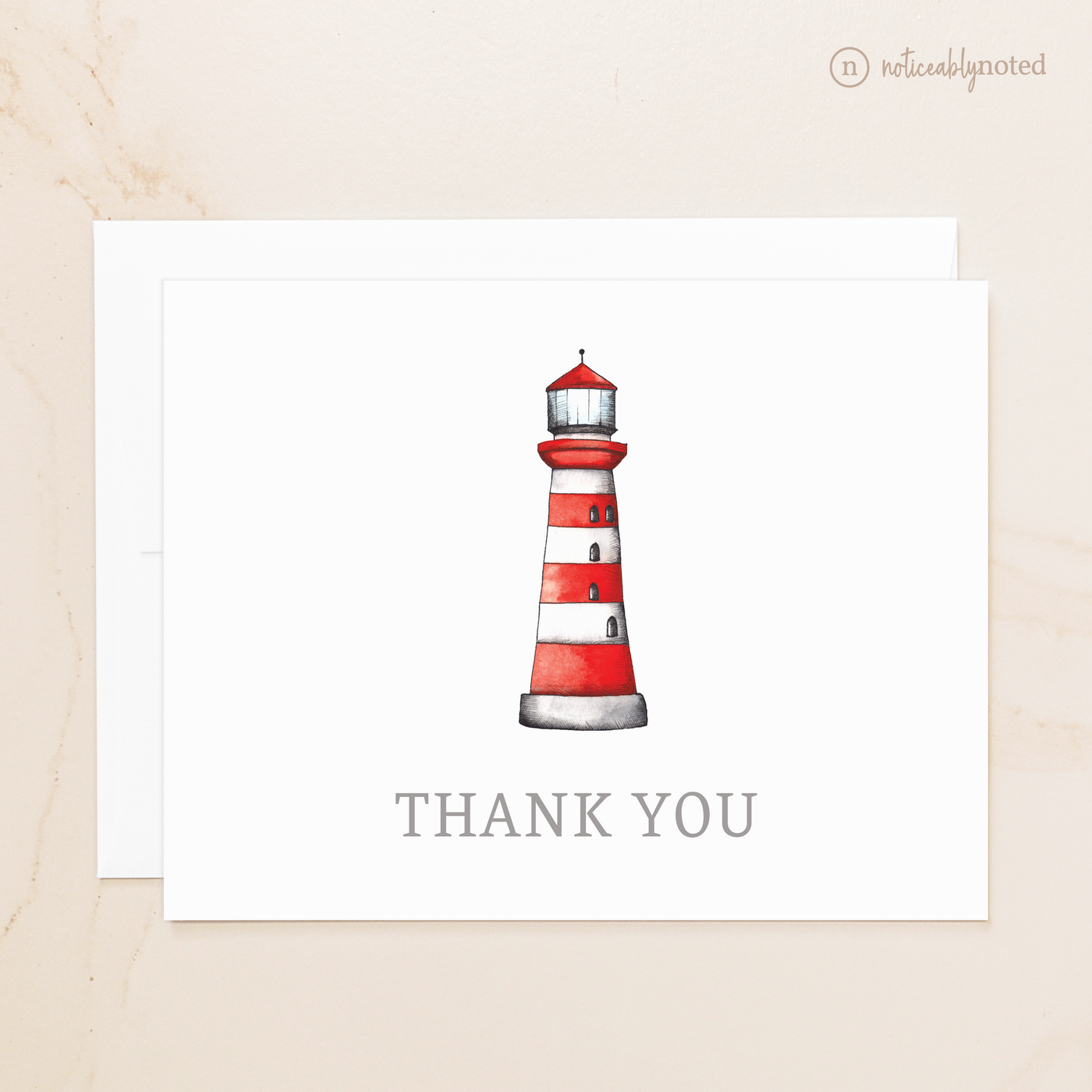 Lighthouse Folded Thank You Cards | Noticeably Noted