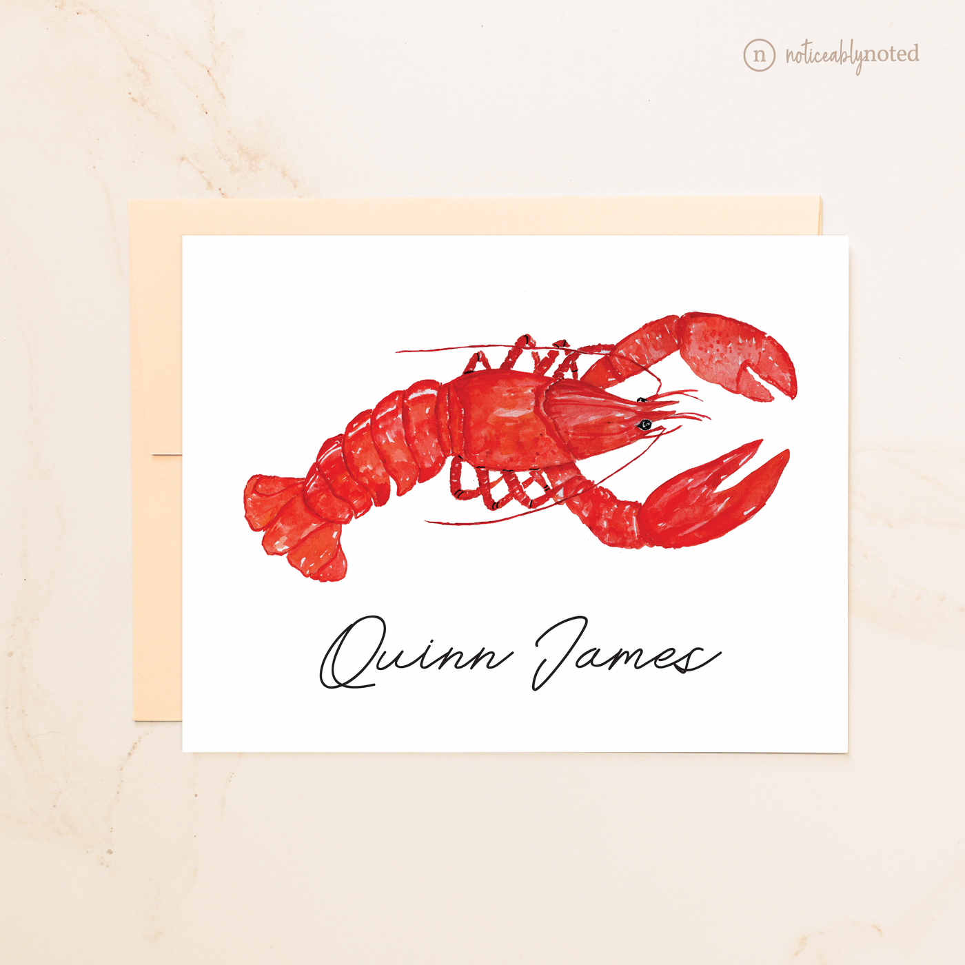 Lobster Personalized Folded Note Cards