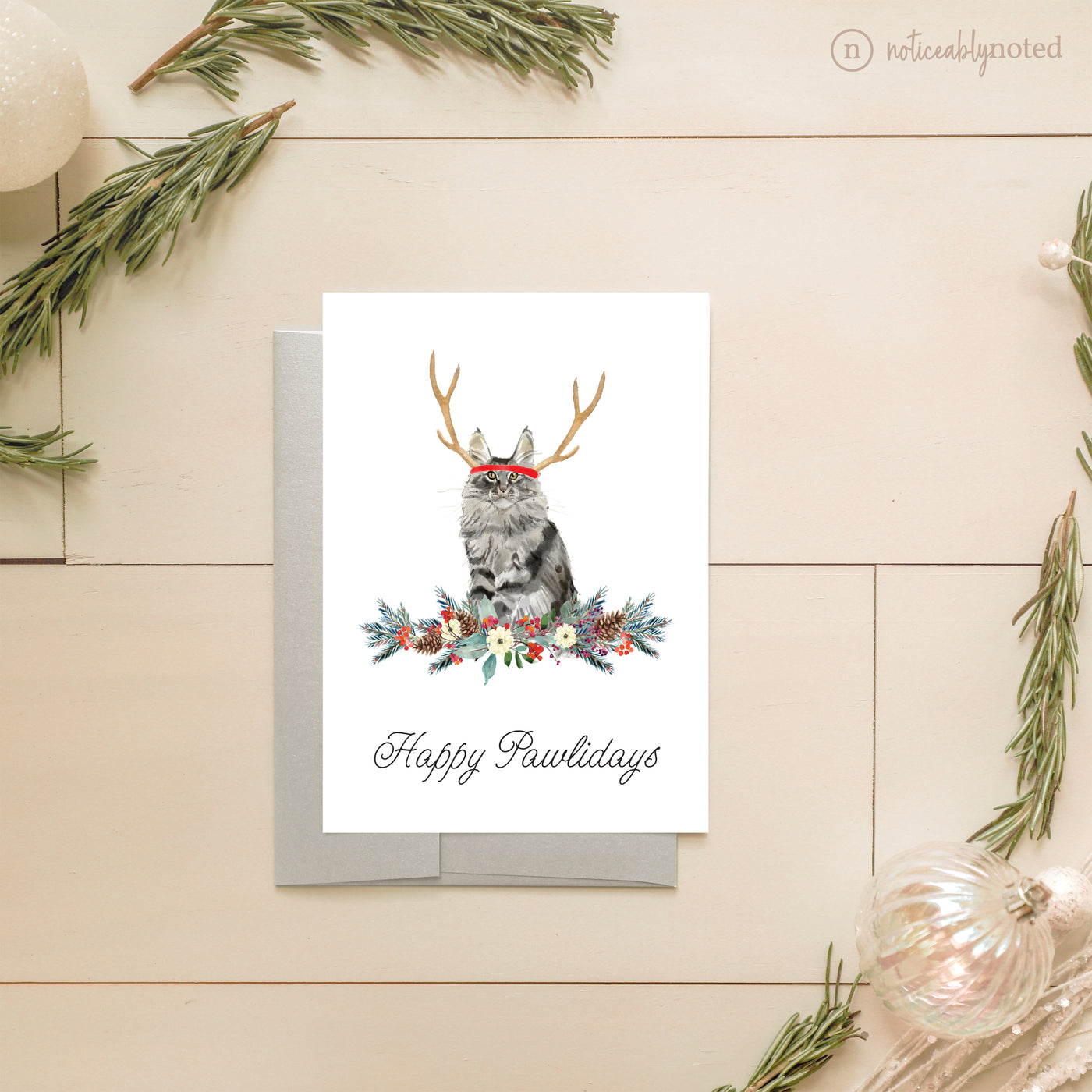 Maine Coon Holiday Card | Noticeably Noted