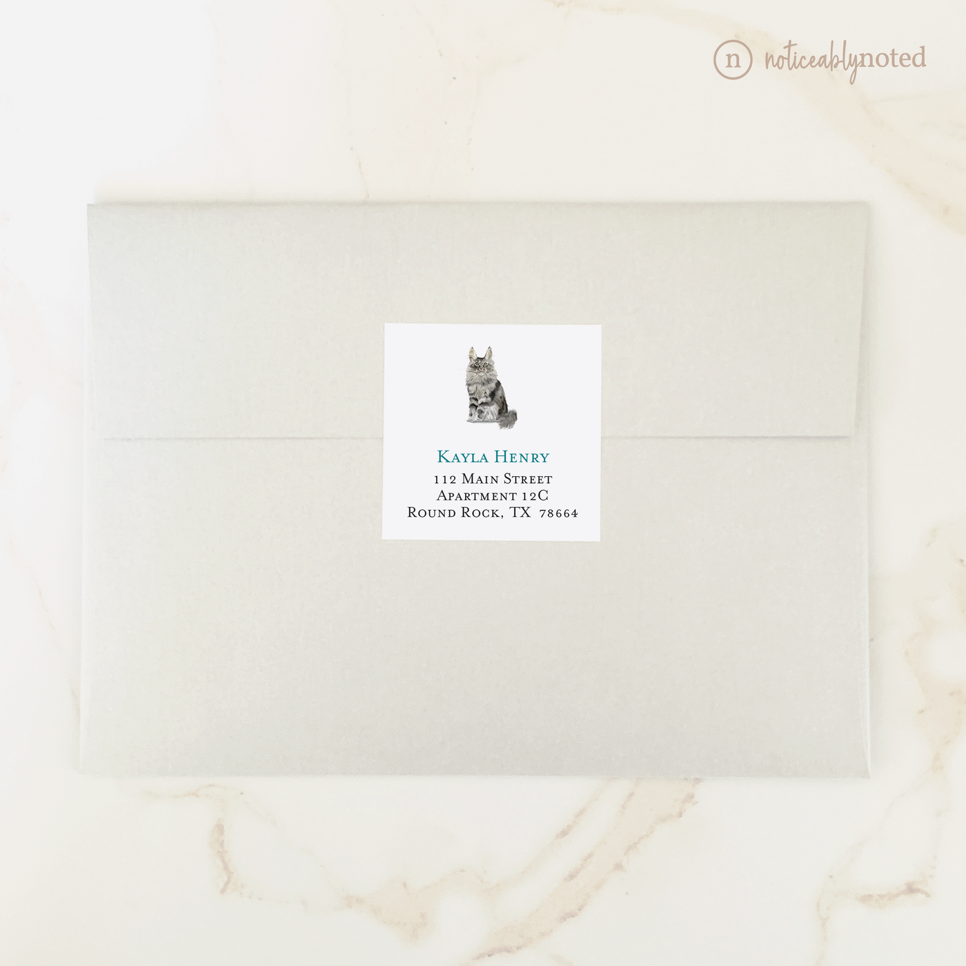 Maine Coon Cat Square Address Labels