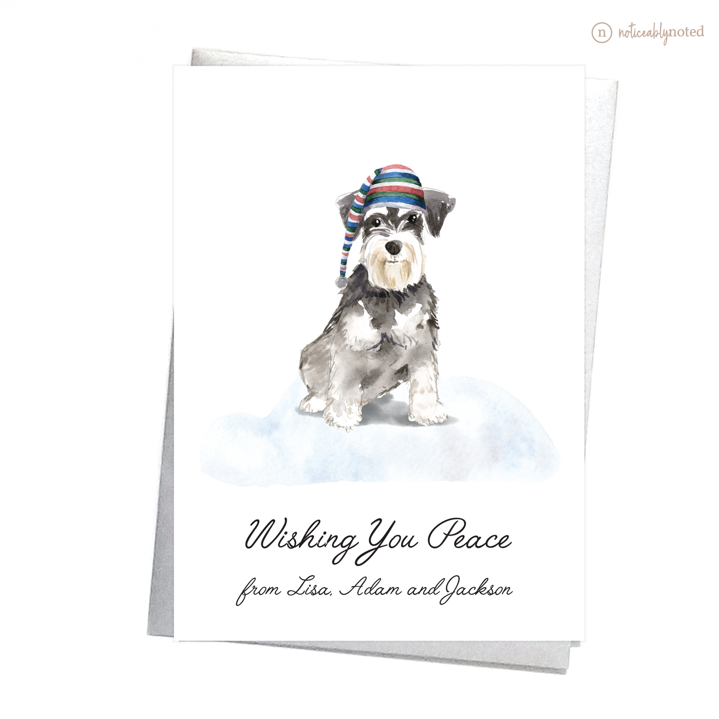 Miniature Schnauzer Dog Christmas Card | Noticeably Noted