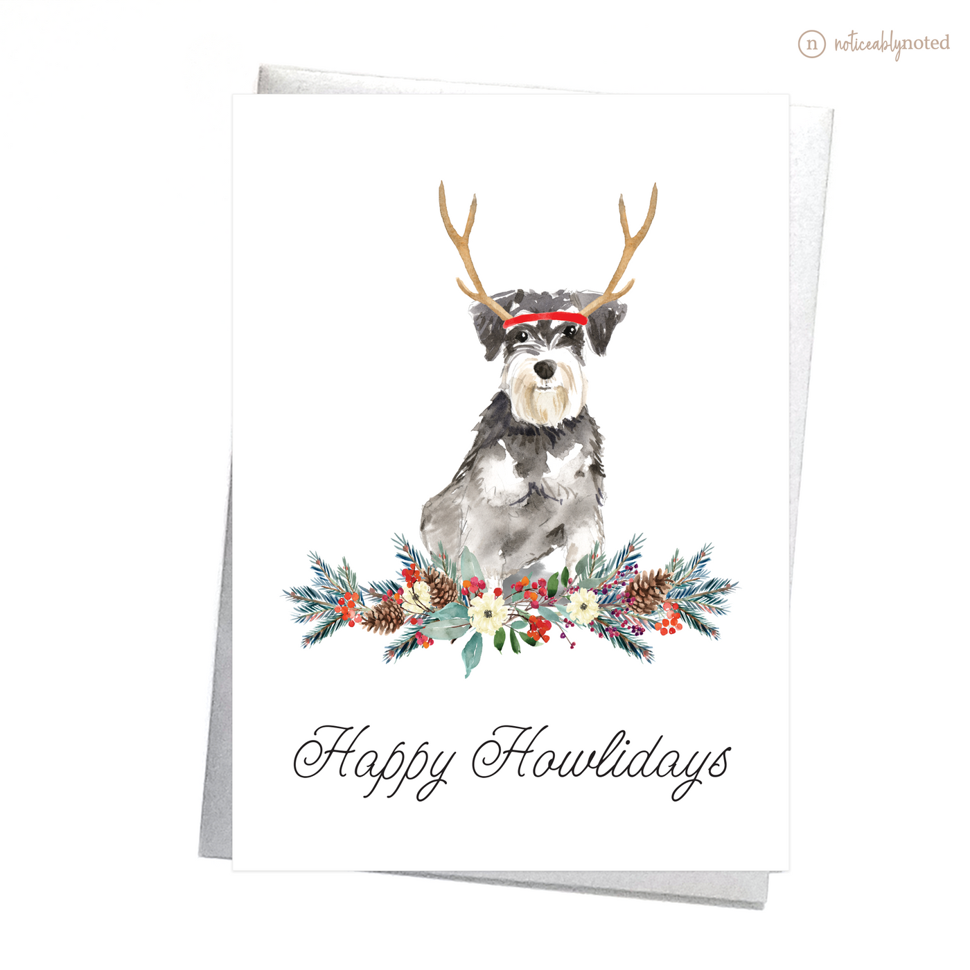 Miniature Schnauzer Dog Christmas Card | Noticeably Noted