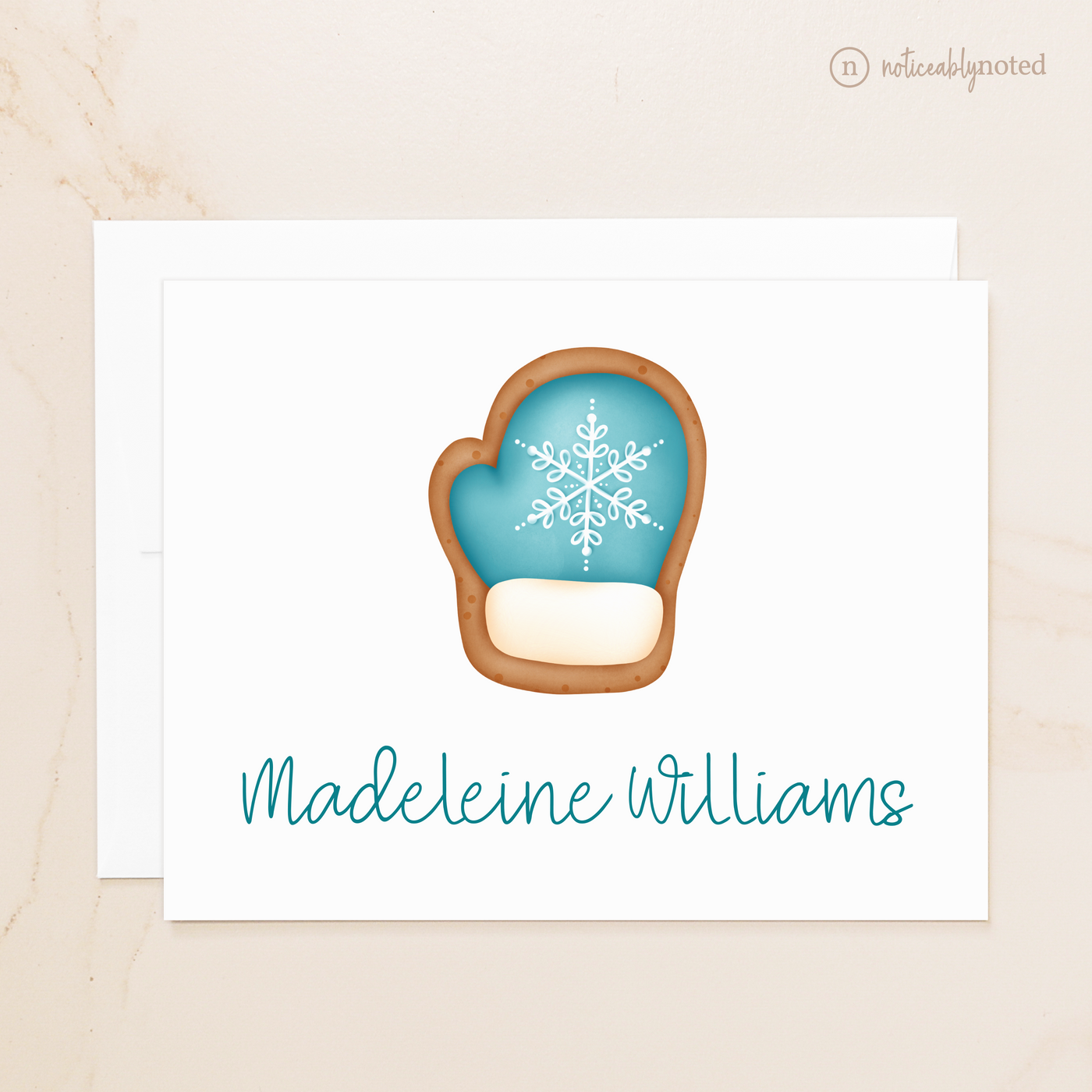Mitten Cookie Personalized Folded Note Cards