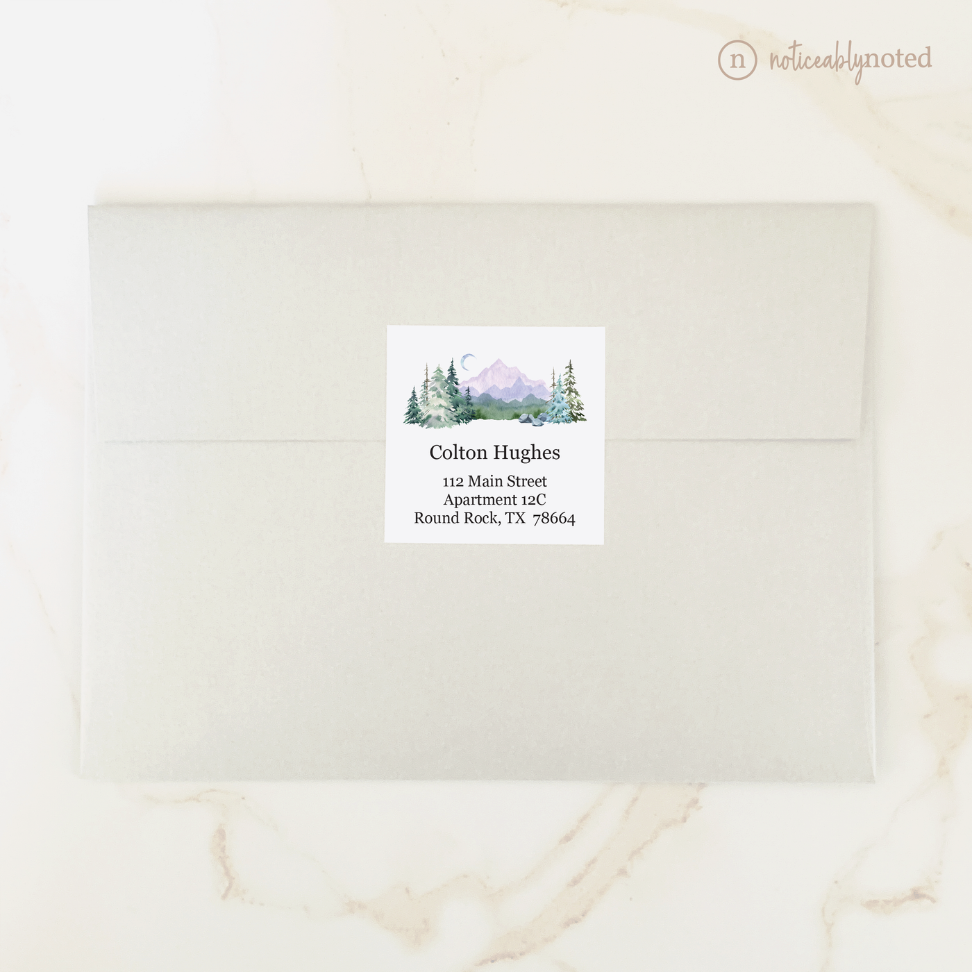 Hiker Address Stickers - Mountain Square Address Labels