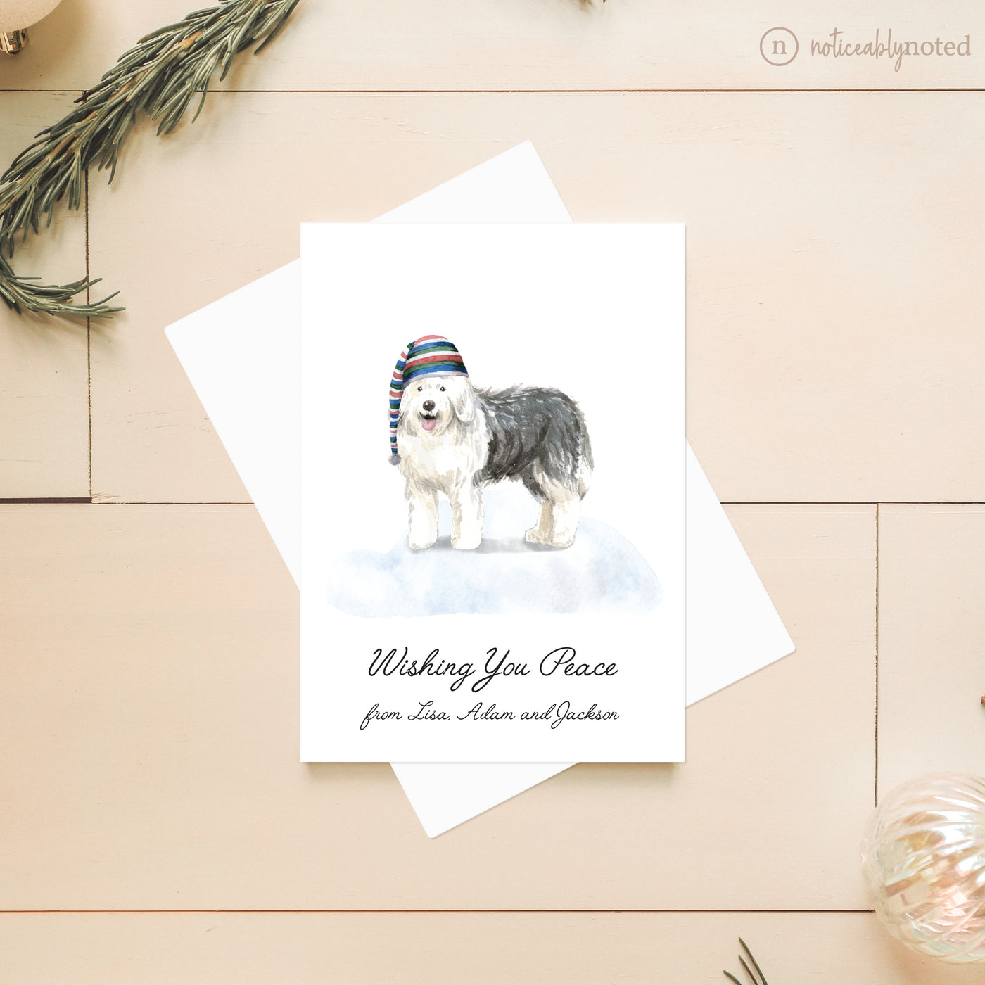 Old English Sheepdog Holiday Card | Noticeably Noted