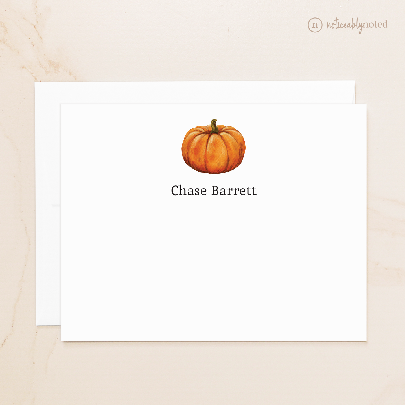 Orange Pumpkin Personalized Flat Cards