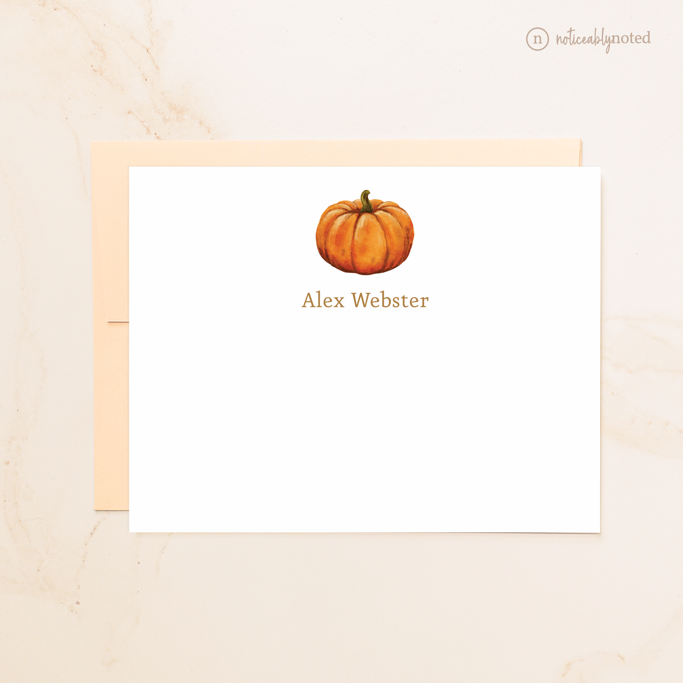Orange Pumpkin Personalized Flat Cards