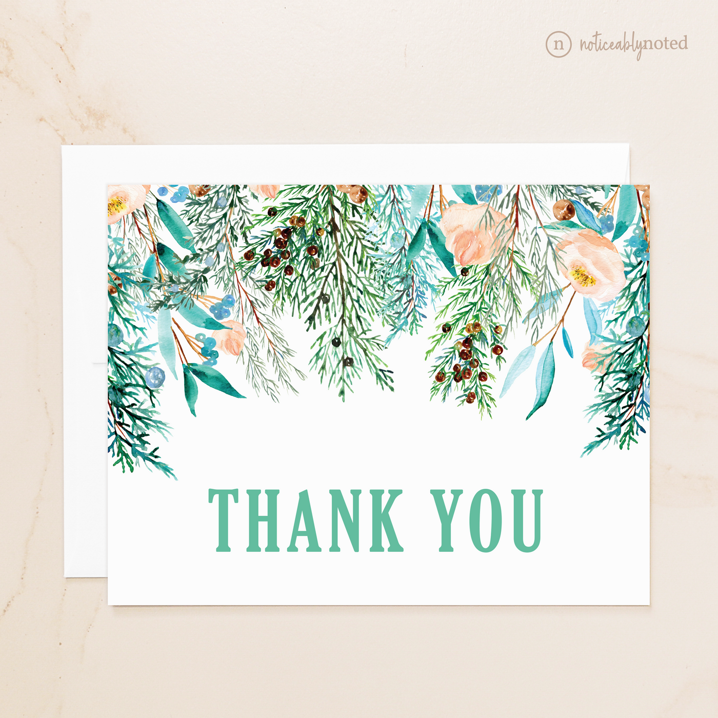 Evergreen Branch Thank You Cards | Noticeably Noted