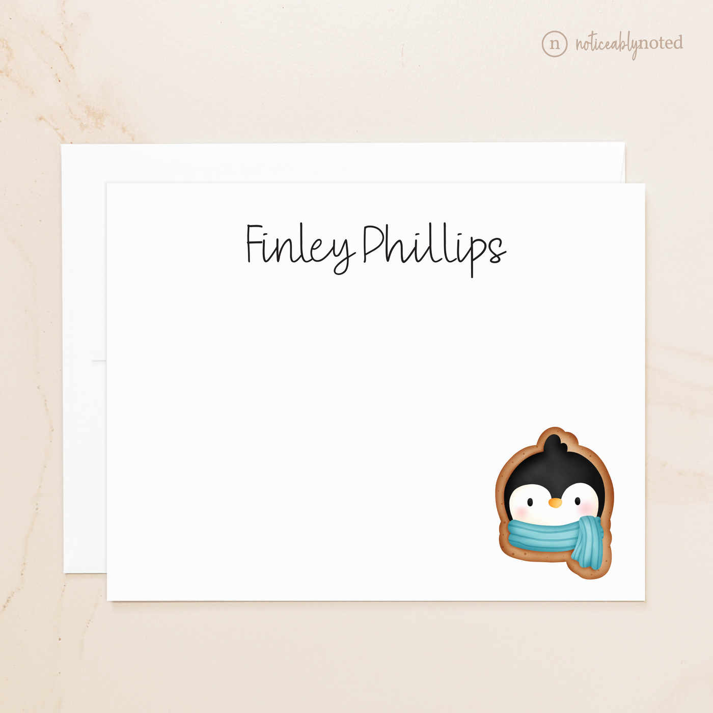 Penguin Cookie Personalized Flat Cards