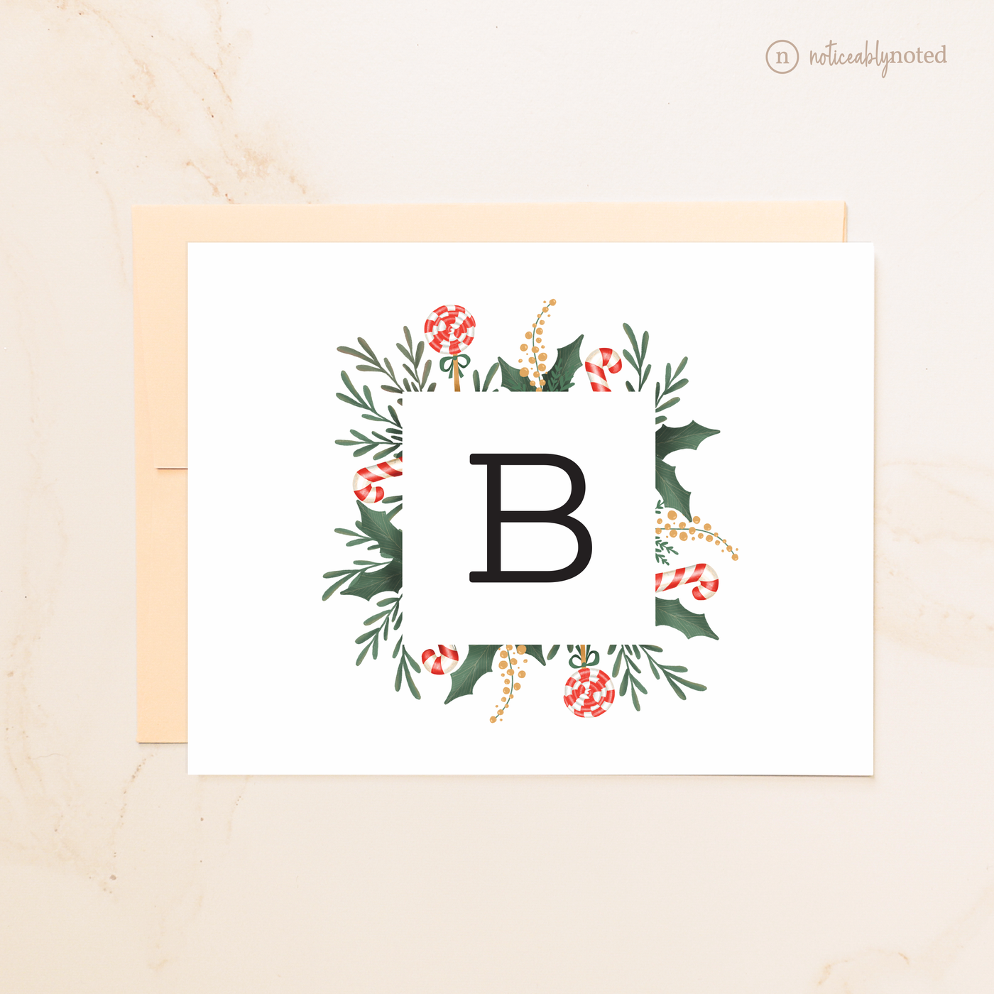 Peppermint Monogrammed Note Cards | Noticeably Noted