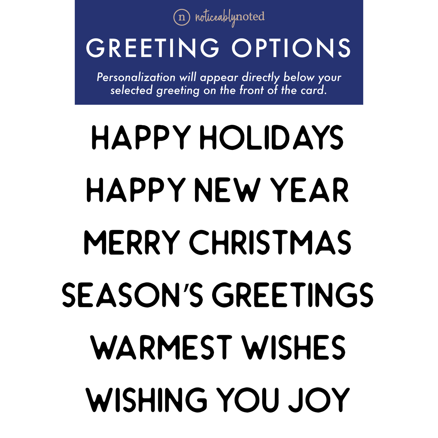 All Greeting Options | Noticeably Noted