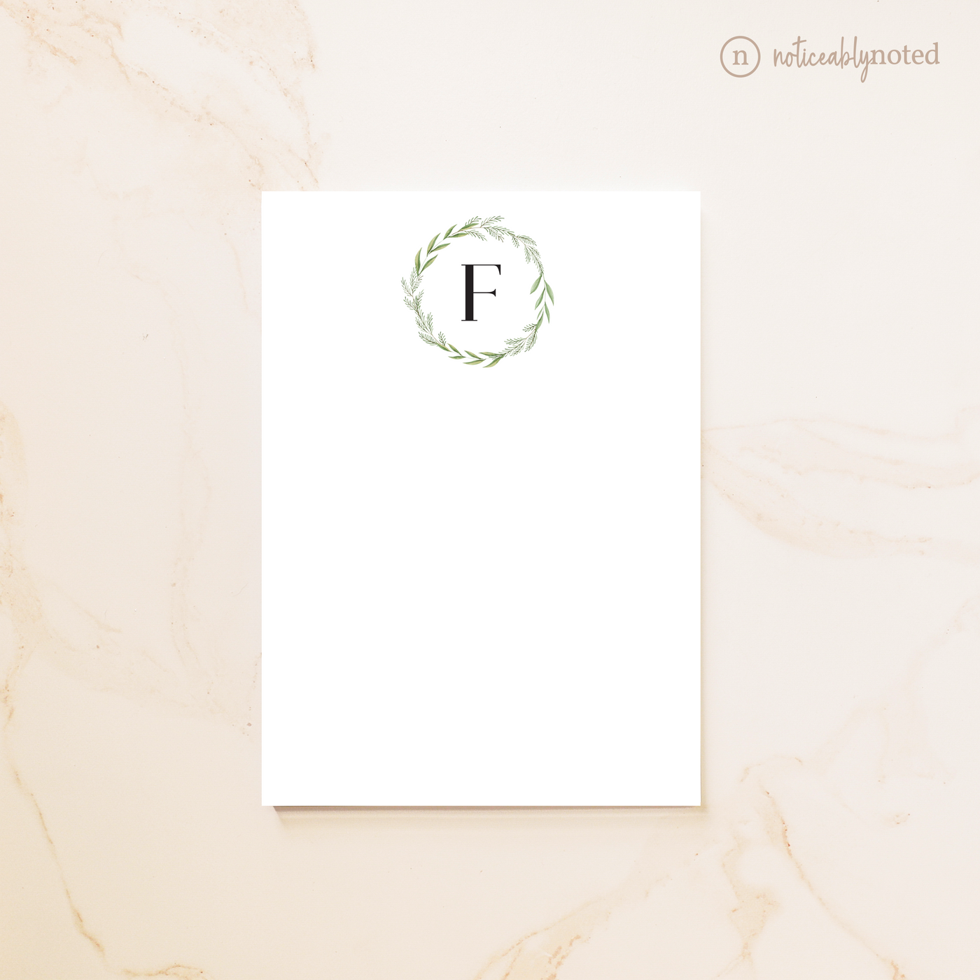 Pine and Laurel Wreath Monogrammed Notepad | Noticeably Noted