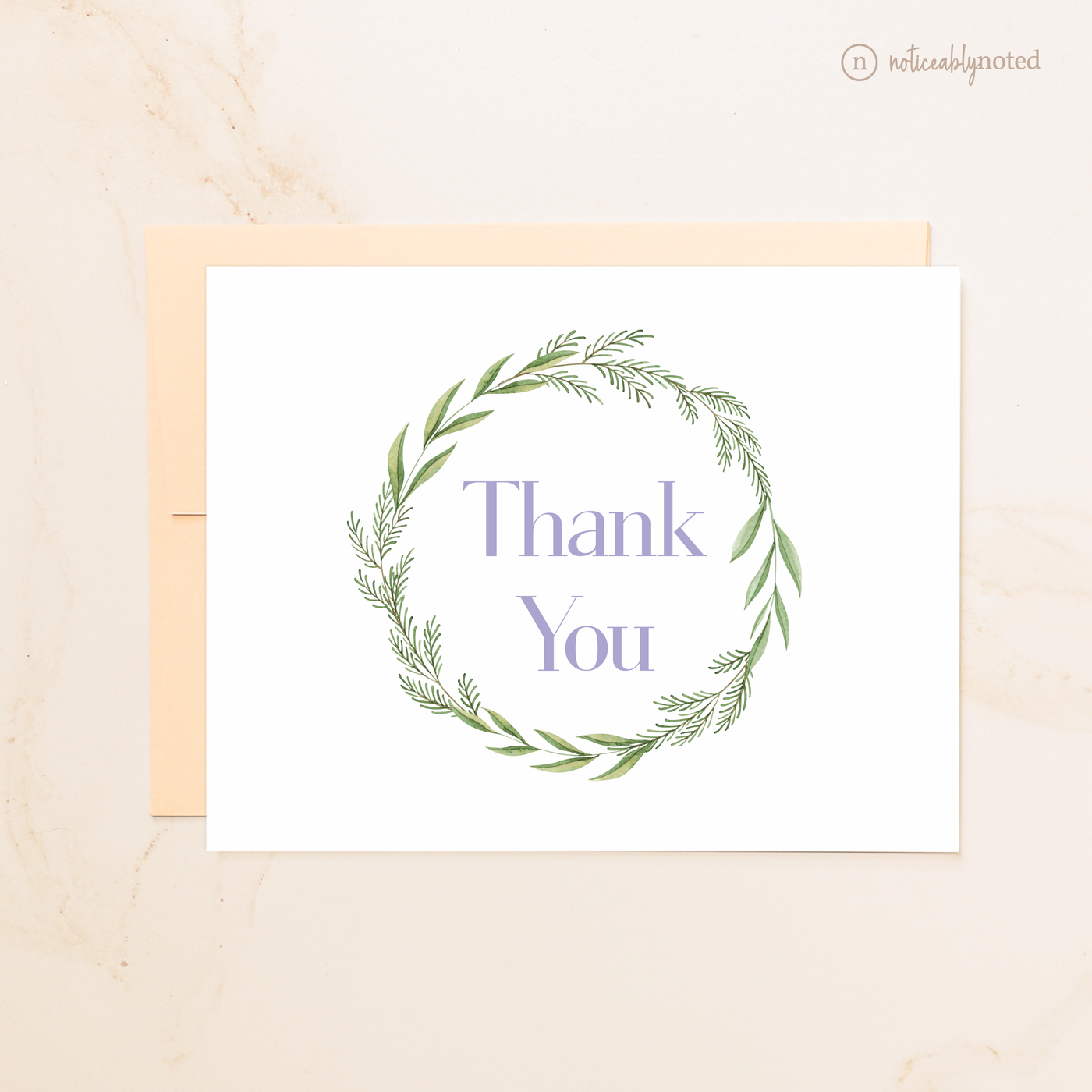 Pine Wreath Thank You Notes | Noticeably Noted