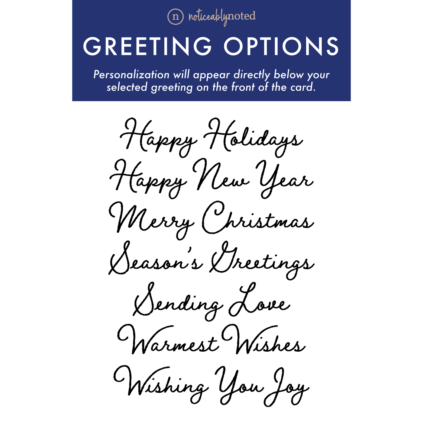 All Greeting Options | Noticeably Noted