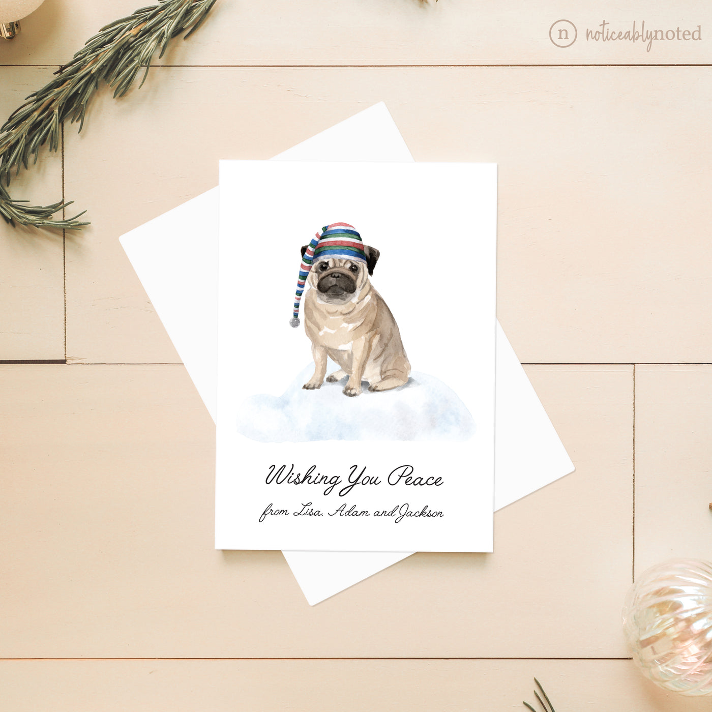 Pug Dog Christmas Cards | Noticeably Noted