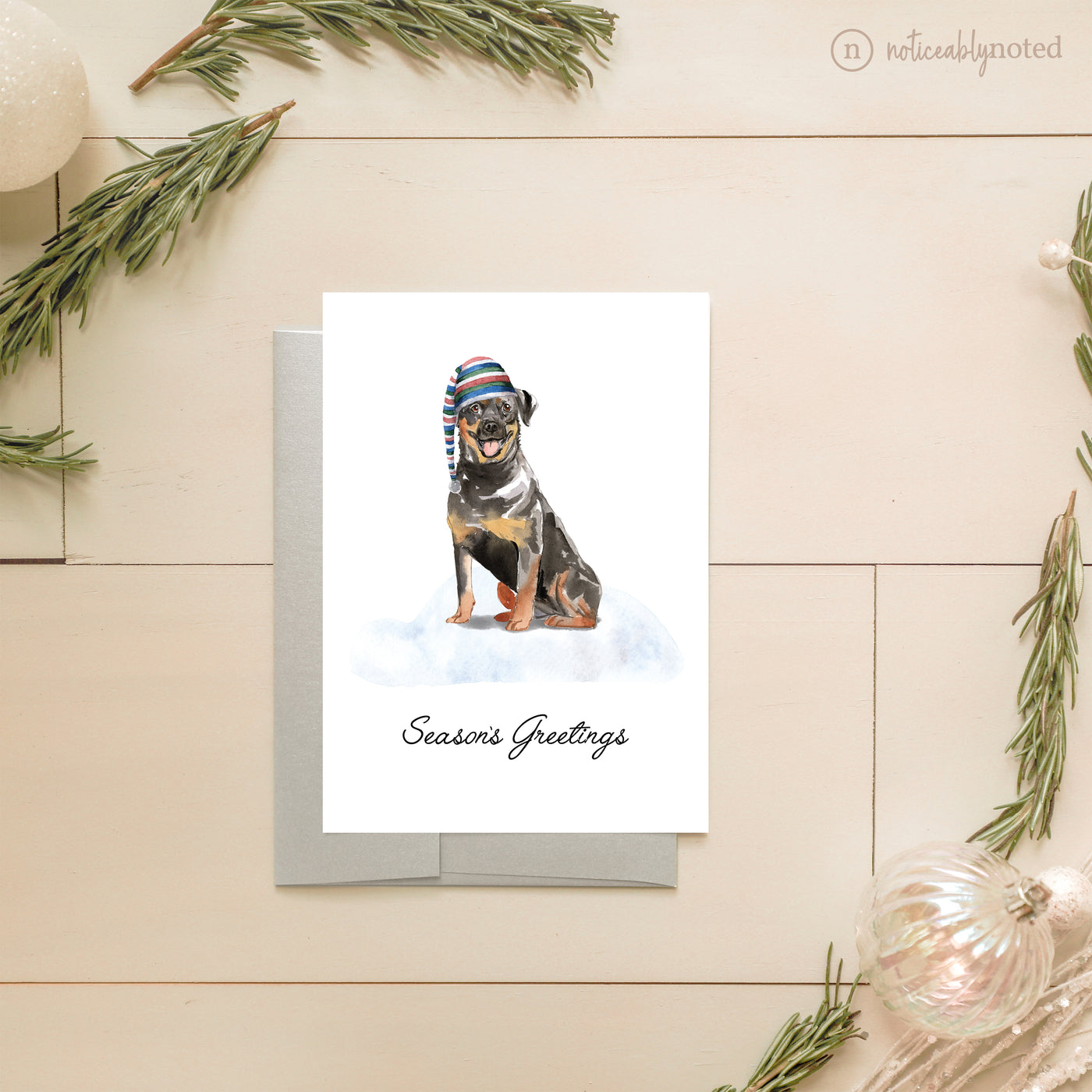 Rottweiler Dog Holiday Greeting Cards | Noticeably Noted