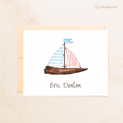 Sailboat Personalized Folded Note Cards