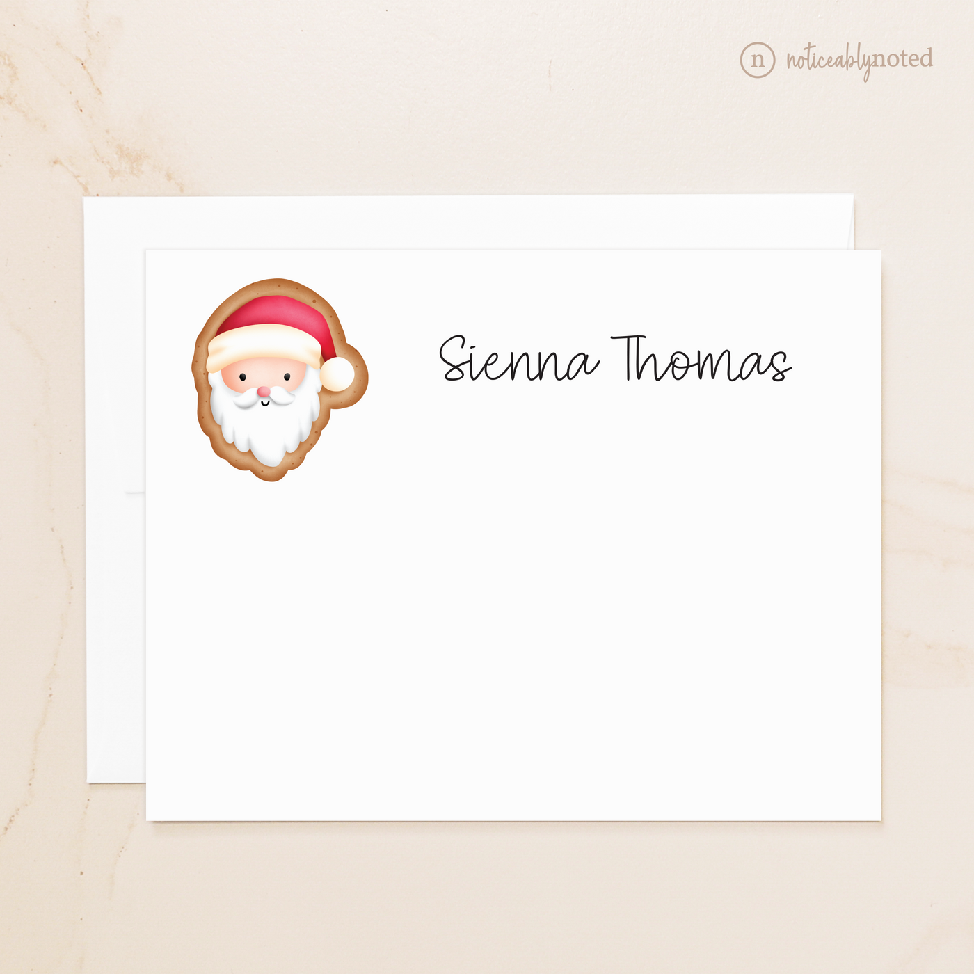 Santa Cookie Personalized Flat Cards