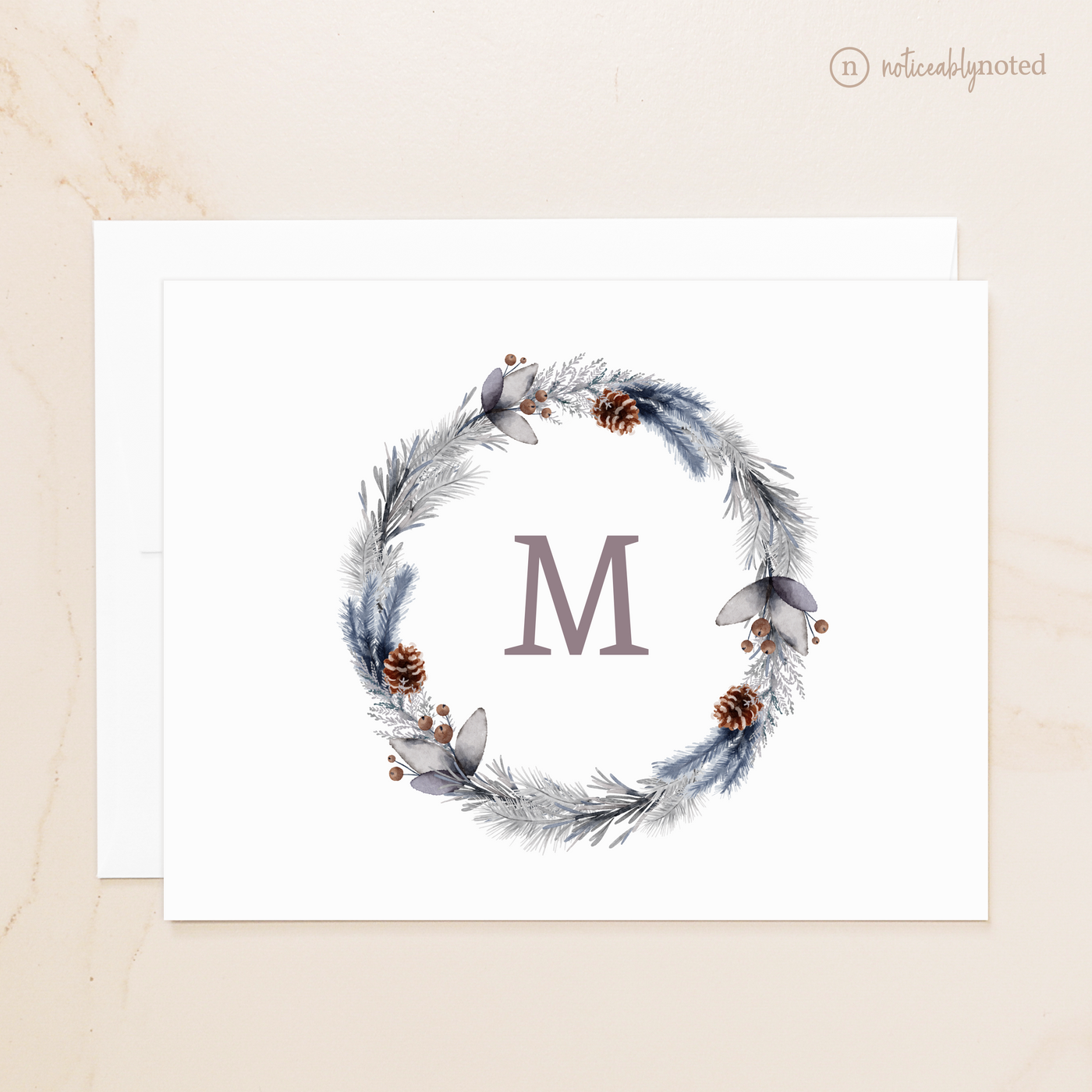 Christmas Monogrammed Note Cards | Noticeably Noted