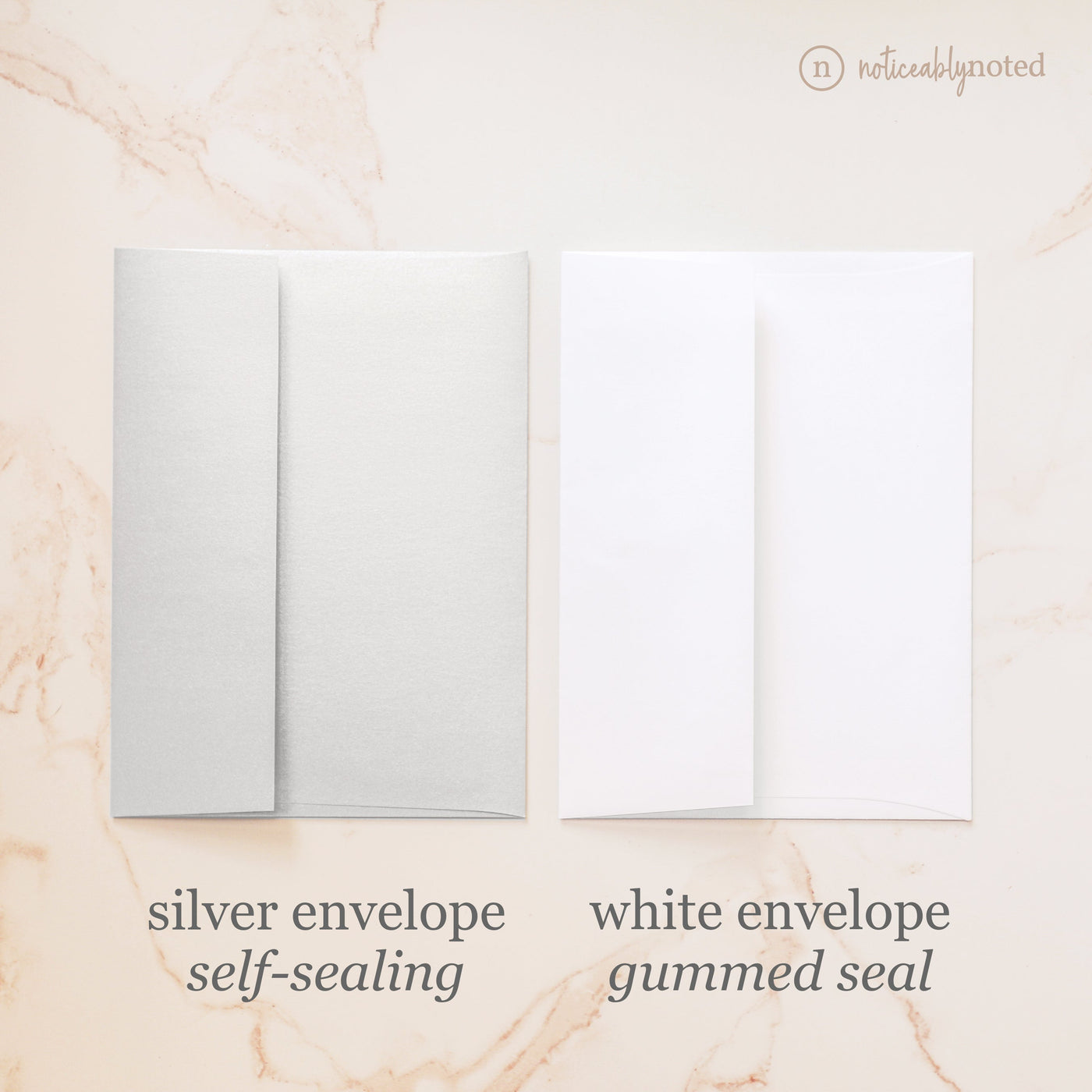 Silver and White Envelope Comparison | Noticeably Noted