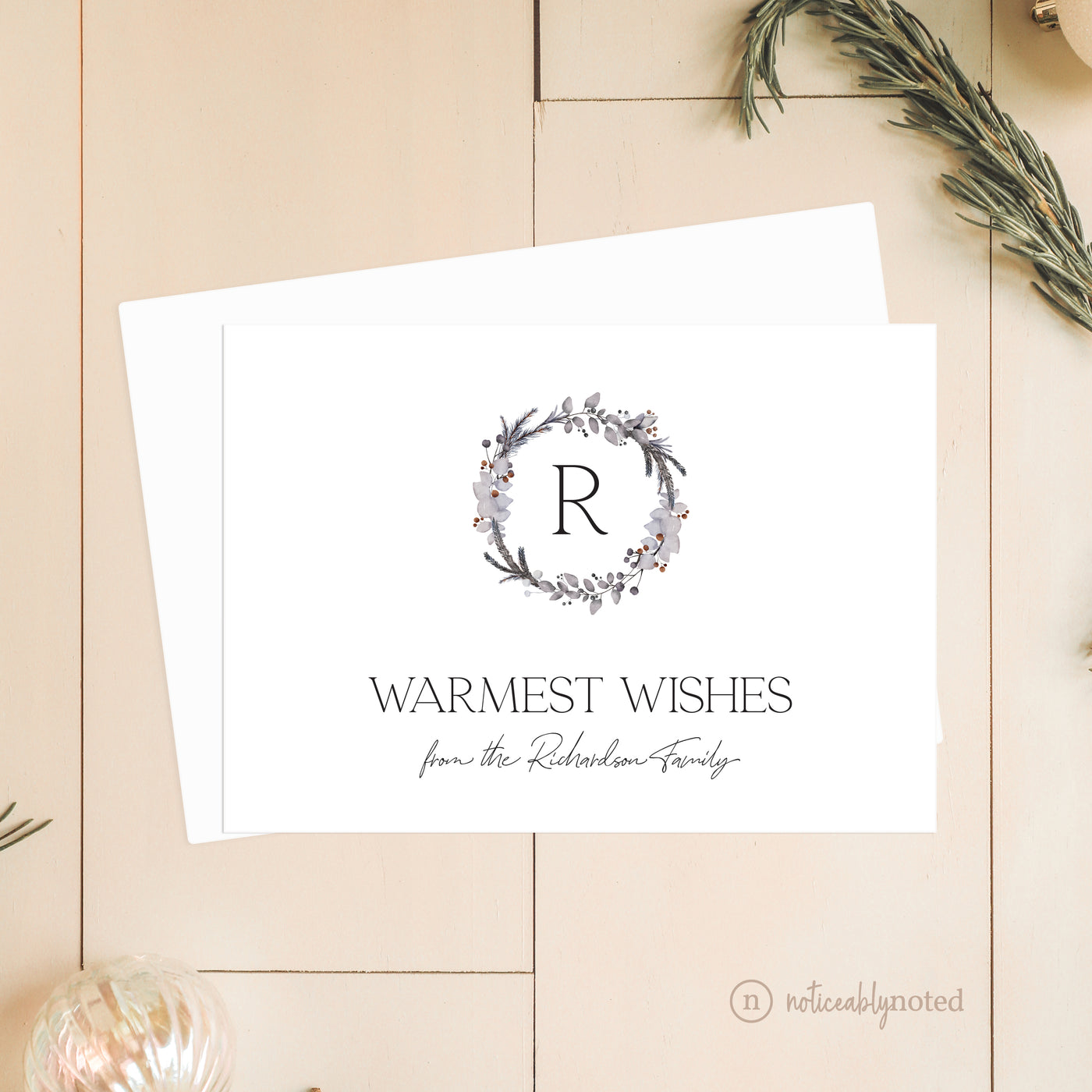 Silver Wreath Holiday Cards | Noticeably Noted