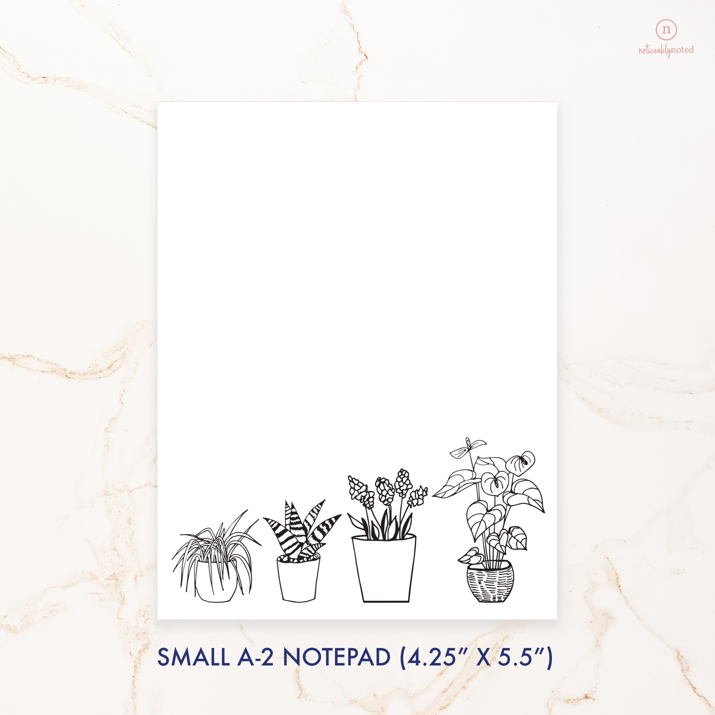 Black and White House Plants Notepad - Dimensions | Noticeably Noted