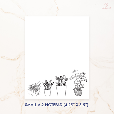 Black and White House Plants Notepad - Dimensions | Noticeably Noted