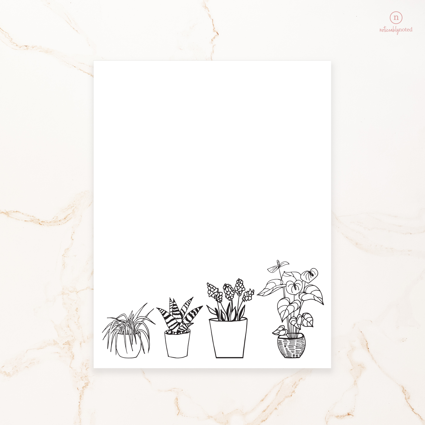 Black and White House Plants Notepad | Noticeably Noted
