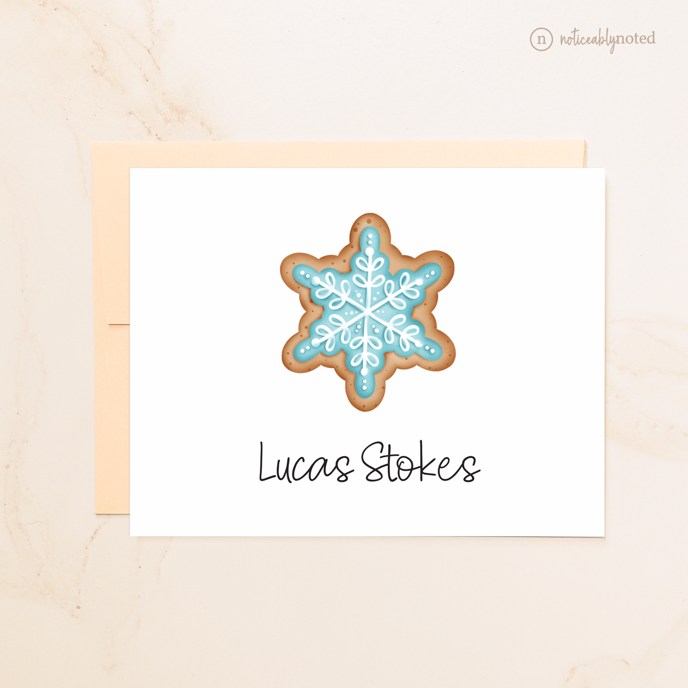 Snowflake Cookie Personalized Folded Note Cards