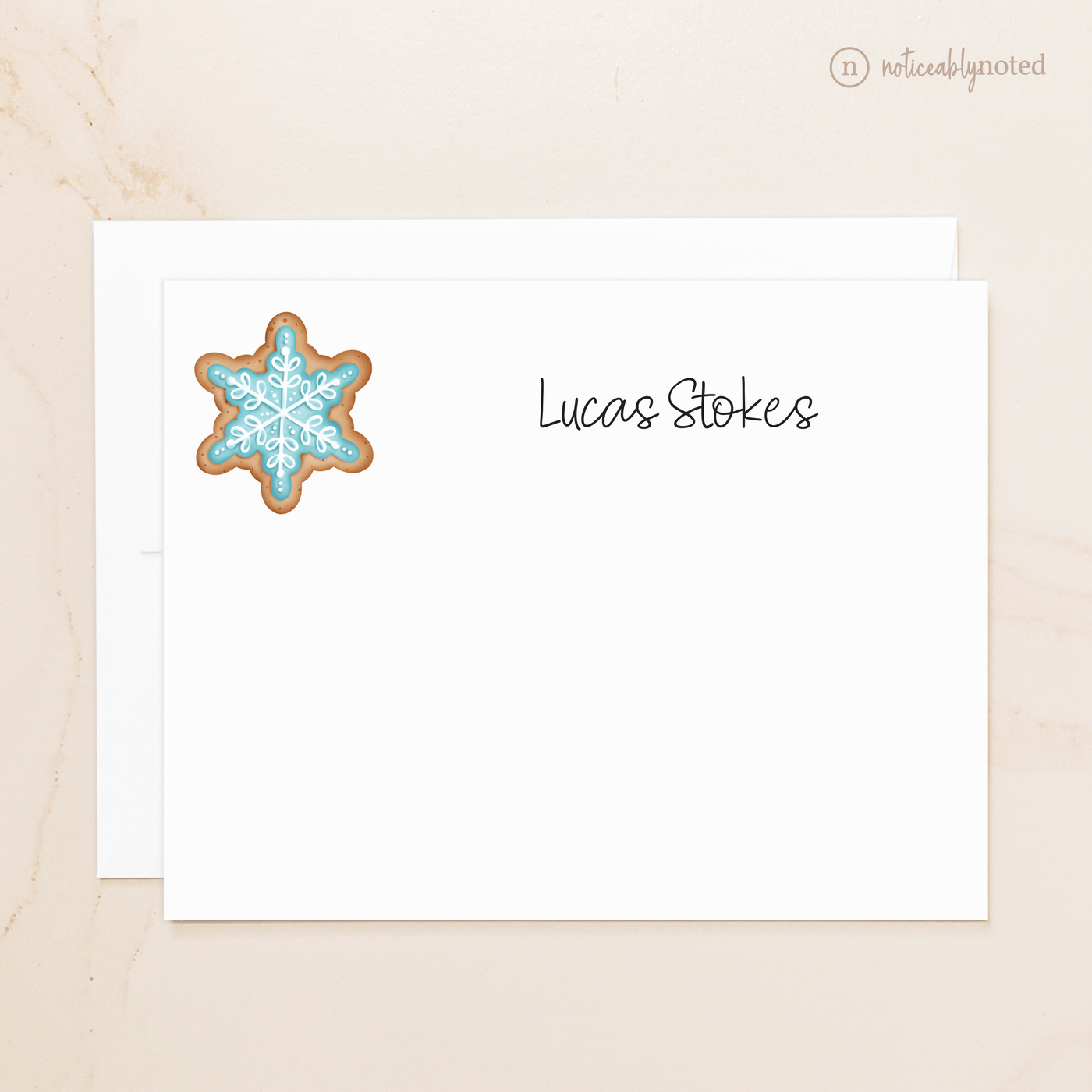 Snowflake Cookie Personalized Flat Cards