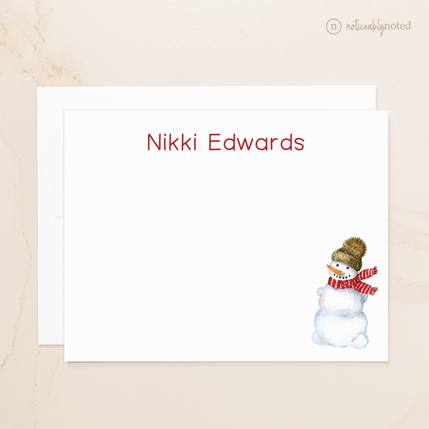 Snowman Personalized Flat Cards