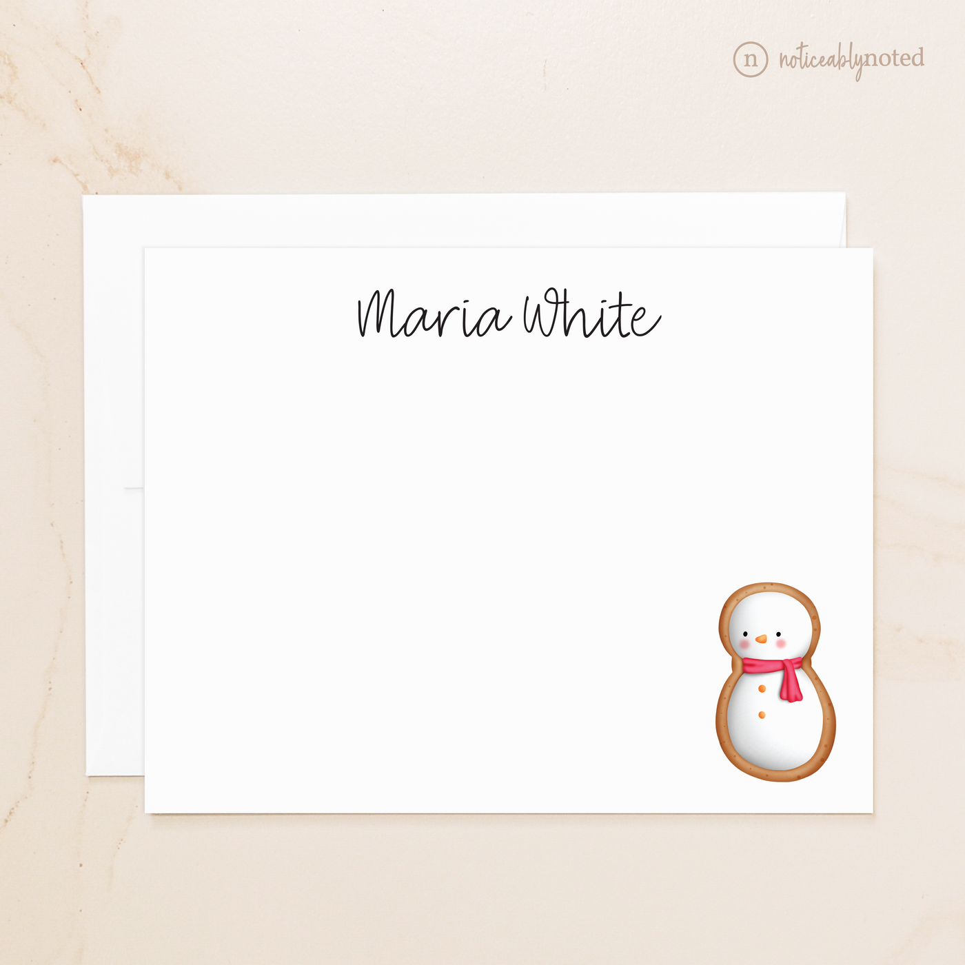 Snowman Cookie Personalized Flat Cards