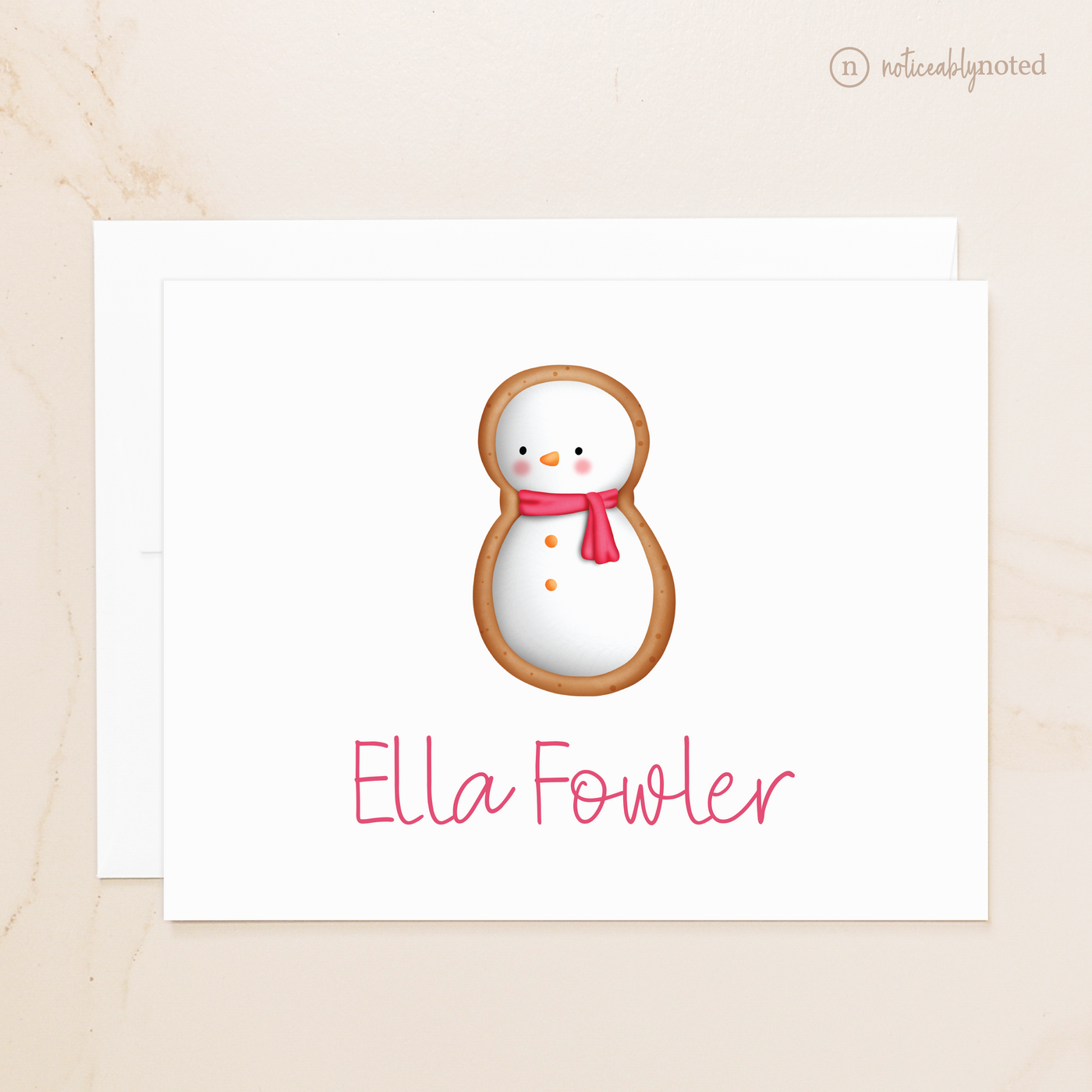 Snowman Cookie Personalized Folded Note Cards
