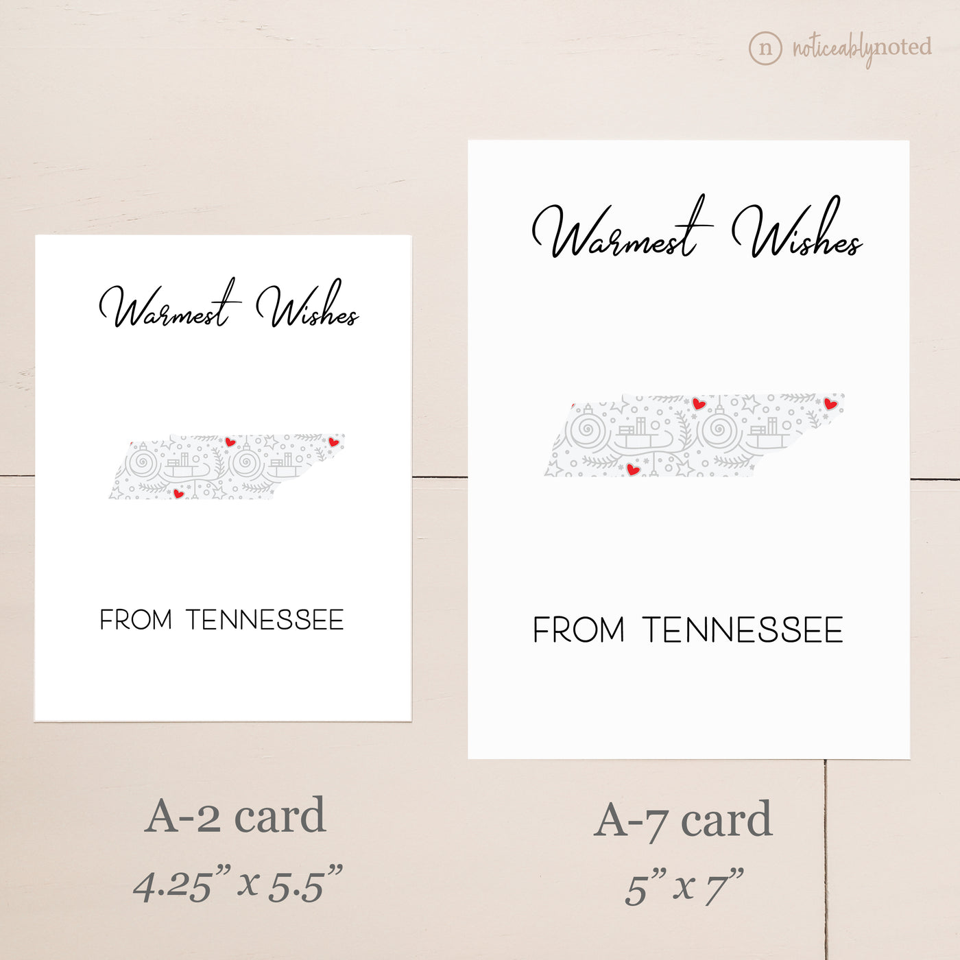 Tennessee Christmas Card - Card Size Comparison | Noticeably Noted