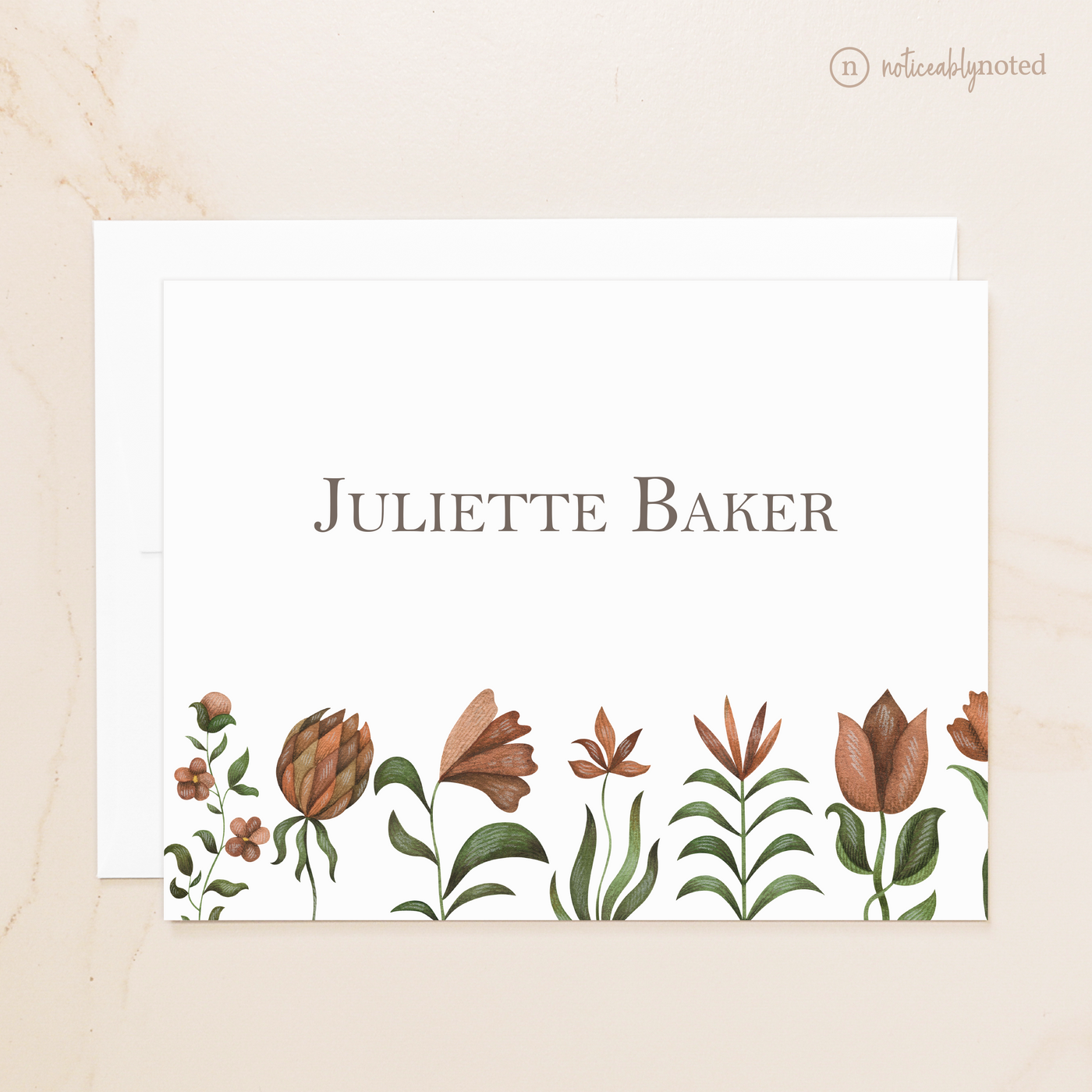 Vintage Floral Personalized Folded Cards