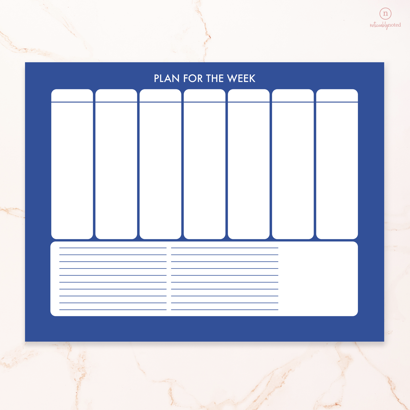 Blue Weekly Planner Notepad | Noticeably Noted