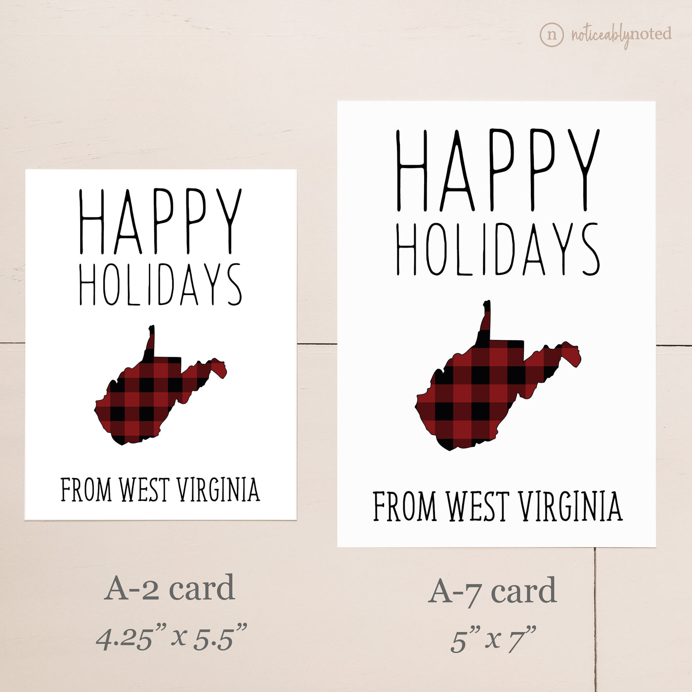 West Virginia Holiday Card - Card Size Comparison | Noticeably Noted