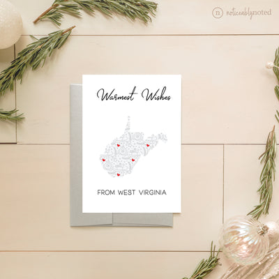 West Virginia Christmas Card - Warmest Wishes | Noticeably Noted