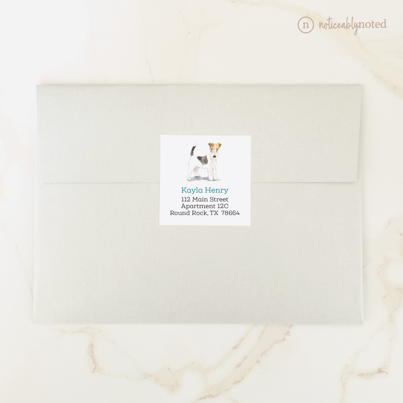Wire Haired Fox Terrier Dog Square Address Labels