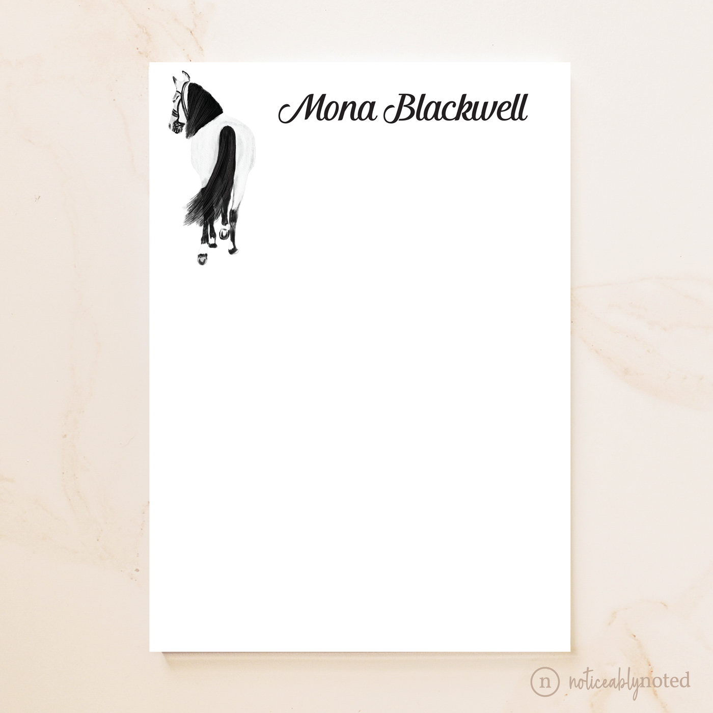 White Horse with Black Mane Notepad (#26)